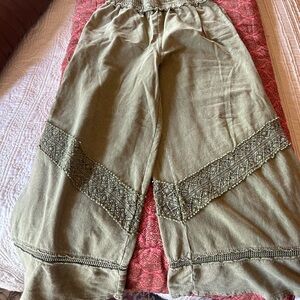 Three Bird Nest Olive Lace Wide Leg Pants